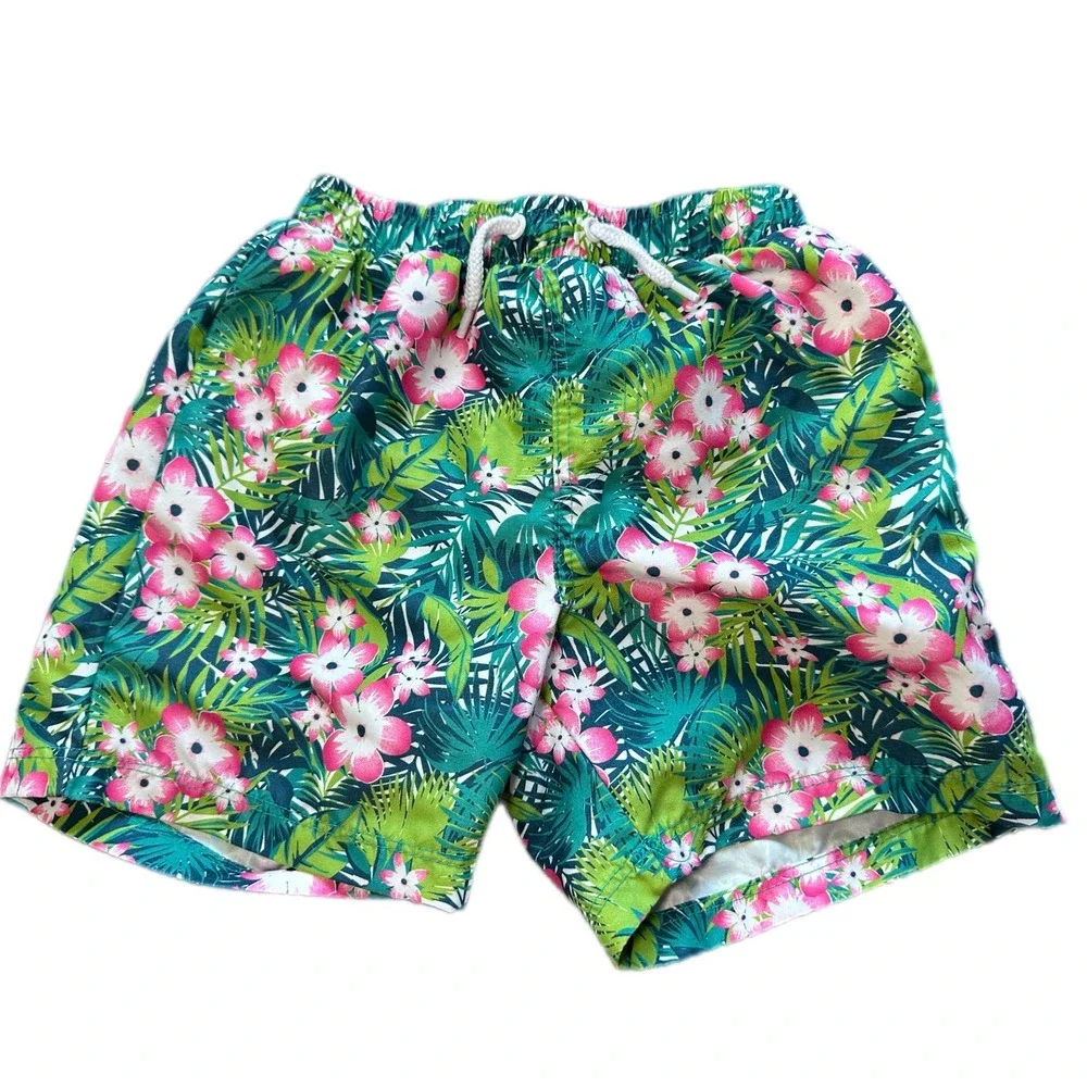 Little Lad Tropical Floral Shirt and Shorts Set Kids 3T Green‎ Pink Excellent